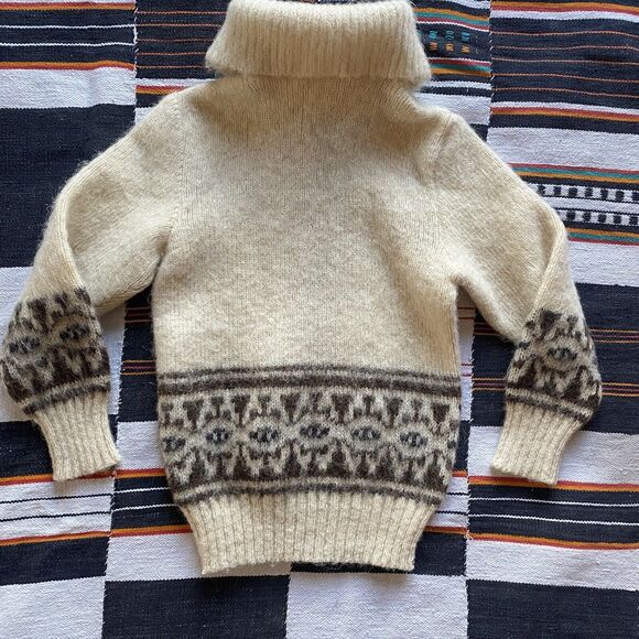 Vintage 70’s Icelandic Wool Kids Unisex Zip Up Sweater. Collar. Size 8. - Picture 6 of 12